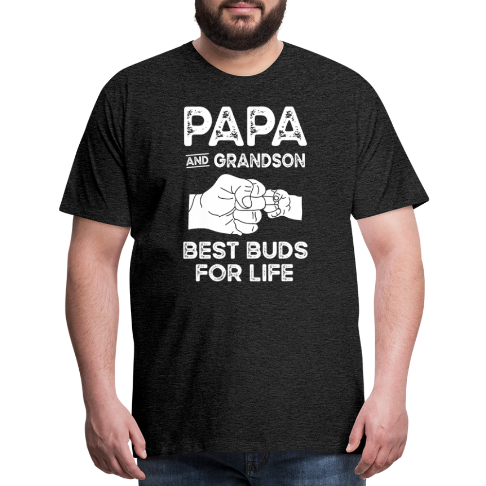 Papa and Grandson Best Buds for Life Men's Premium T-Shirt - charcoal grey