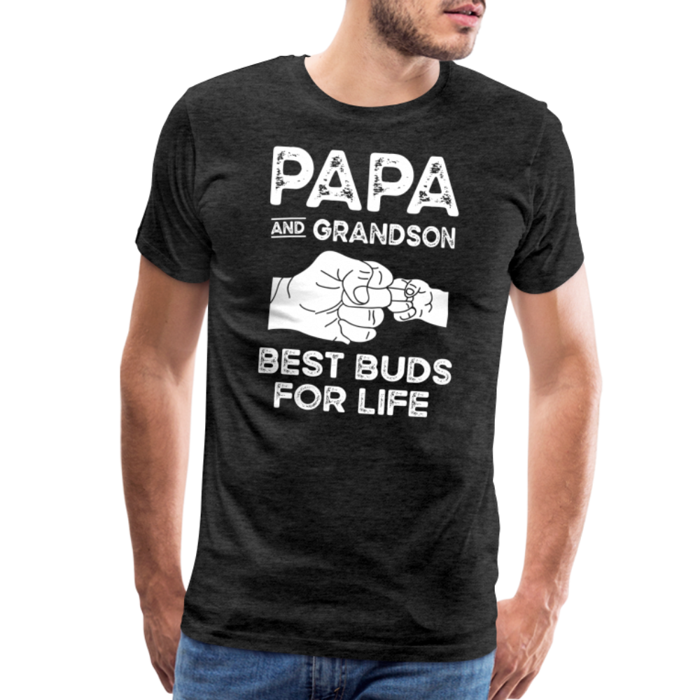 Papa and Grandson Best Buds for Life Men's Premium T-Shirt - charcoal grey