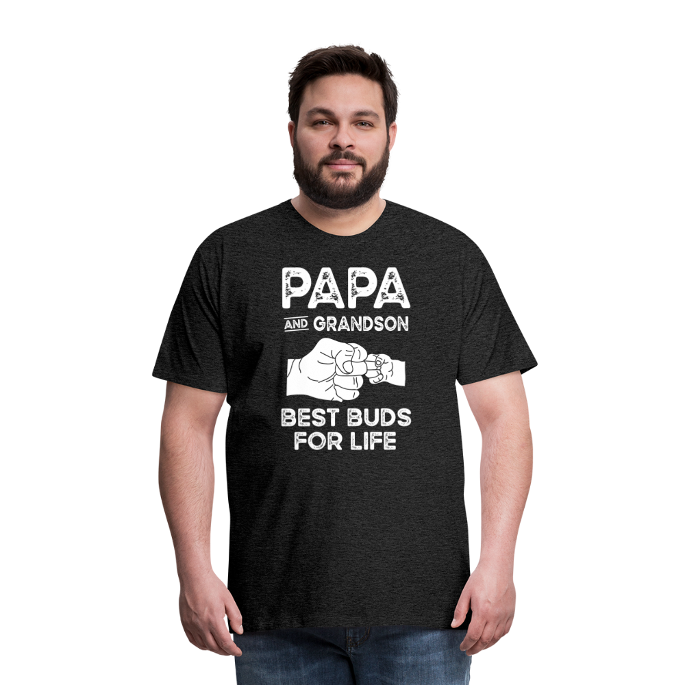 Papa and Grandson Best Buds for Life Men's Premium T-Shirt - charcoal grey