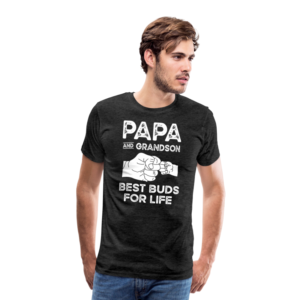 Papa and Grandson Best Buds for Life Men's Premium T-Shirt - charcoal grey