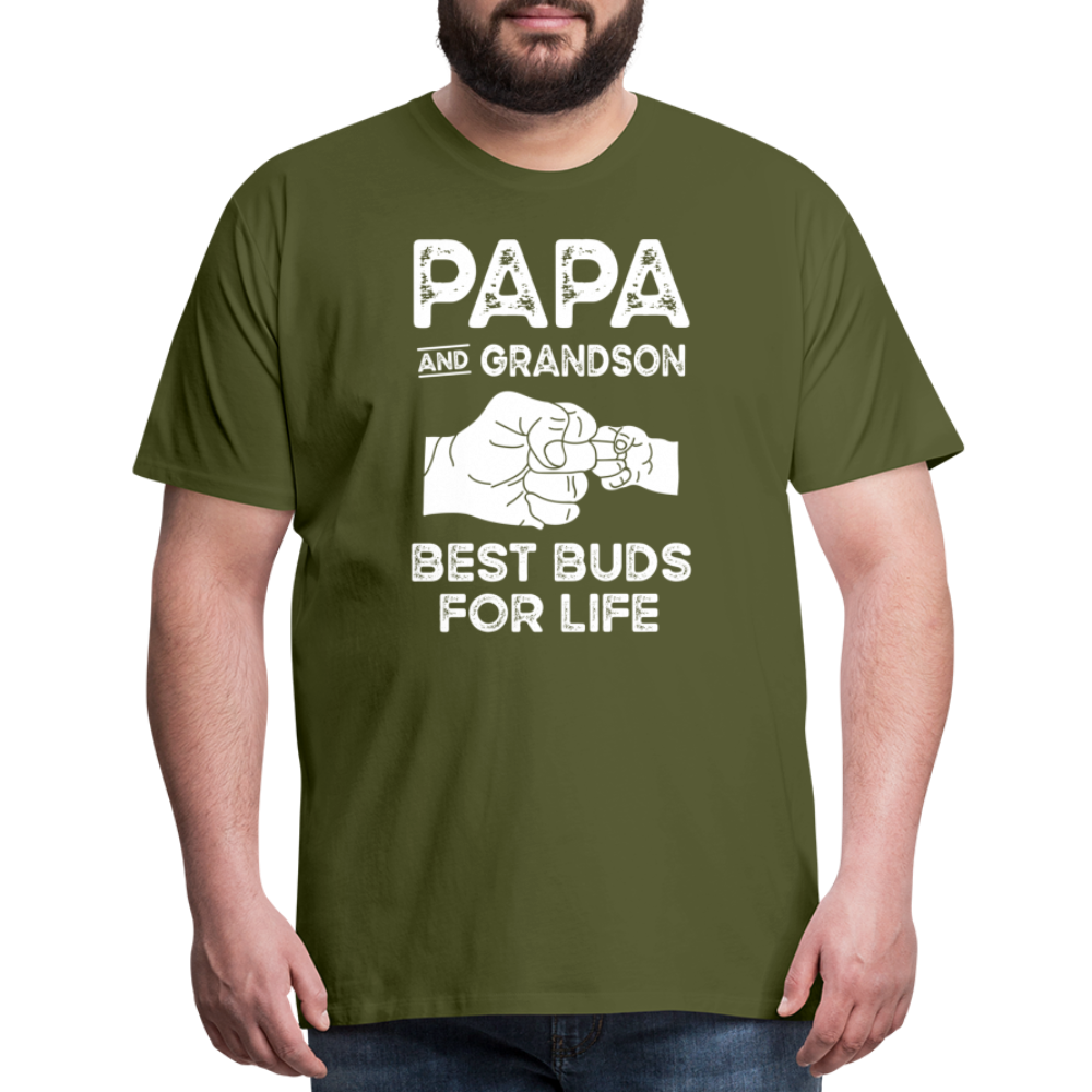 Papa and Grandson Best Buds for Life Men's Premium T-Shirt - olive green