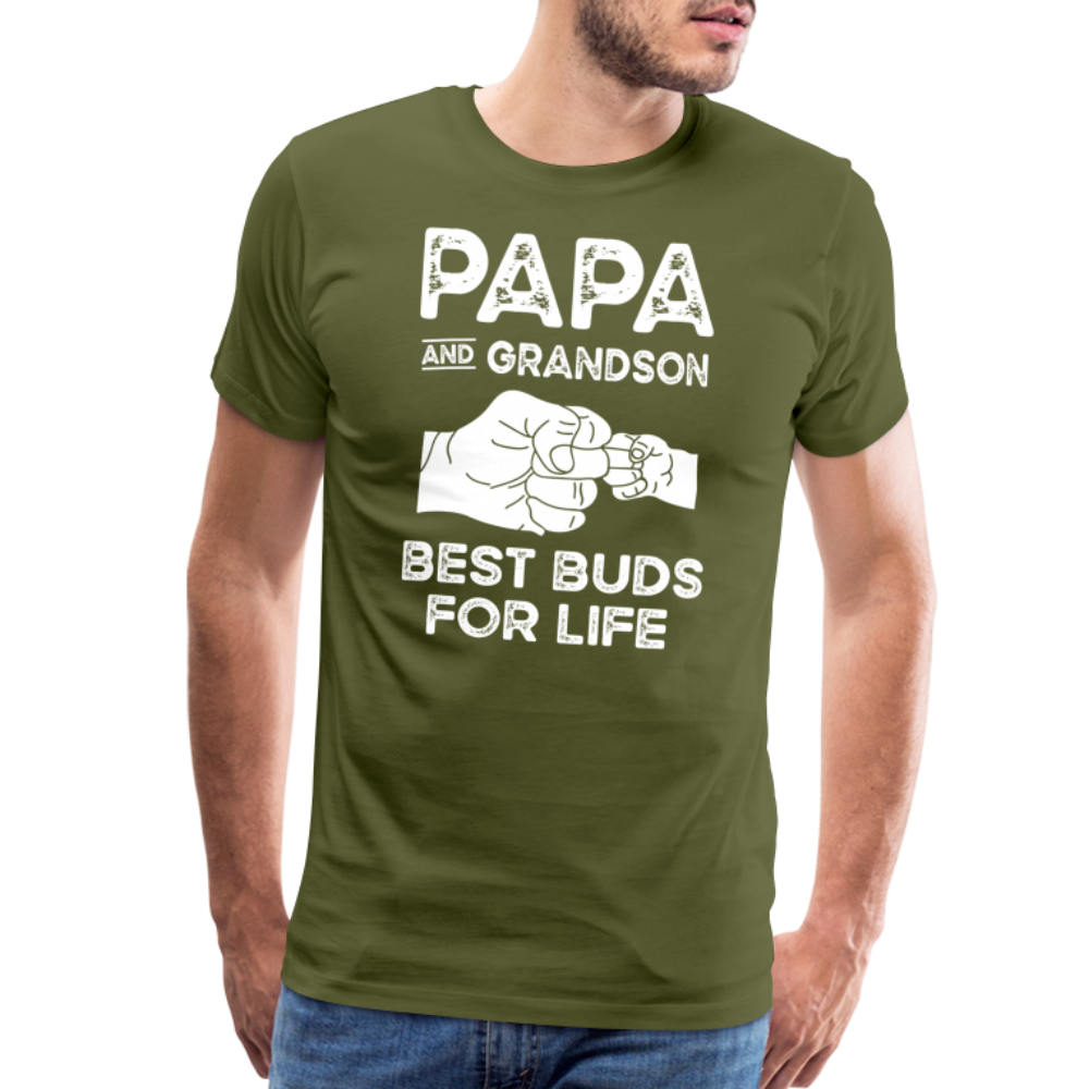 Papa and Grandson Best Buds for Life Men's Premium T-Shirt - olive green