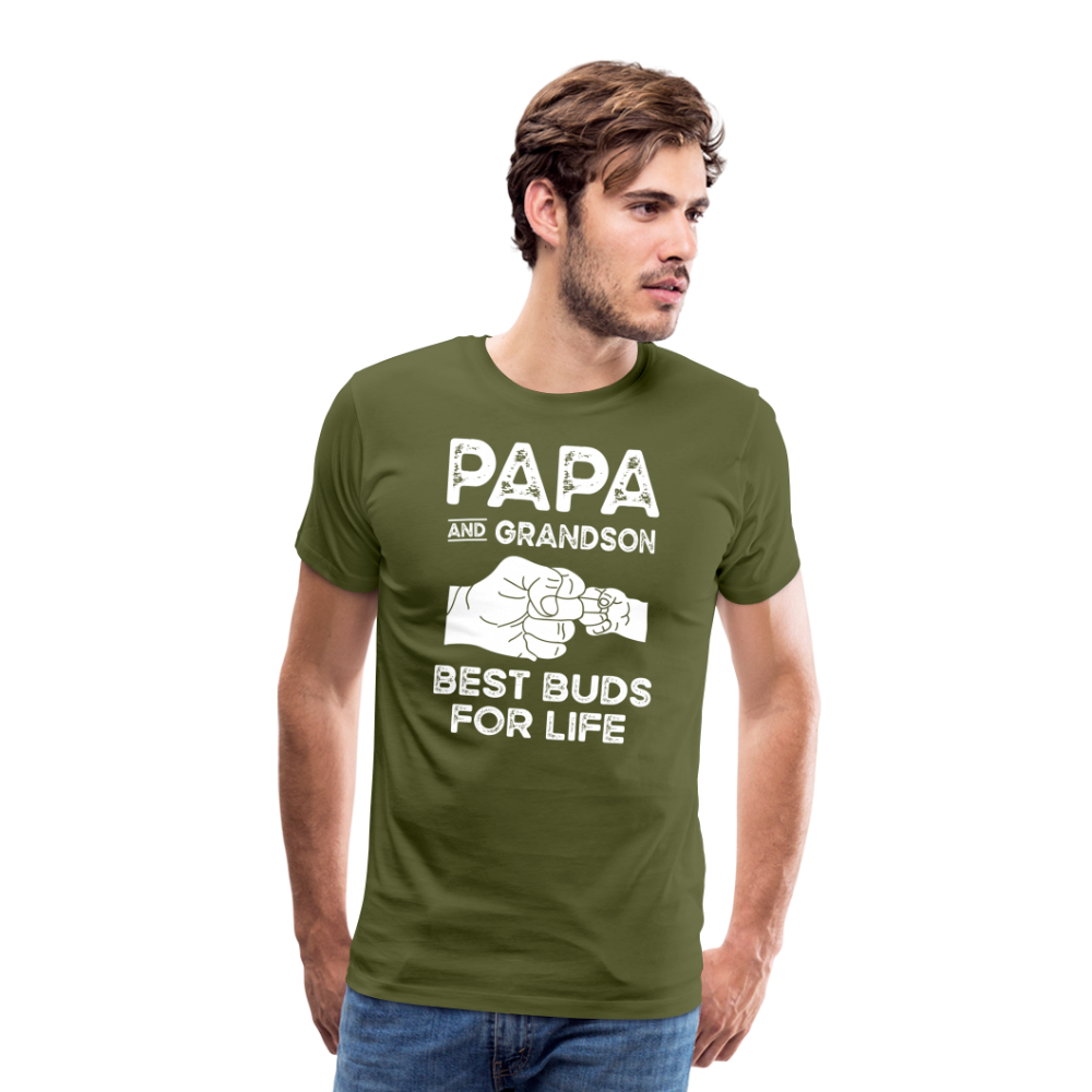 Papa and Grandson Best Buds for Life Men's Premium T-Shirt - olive green