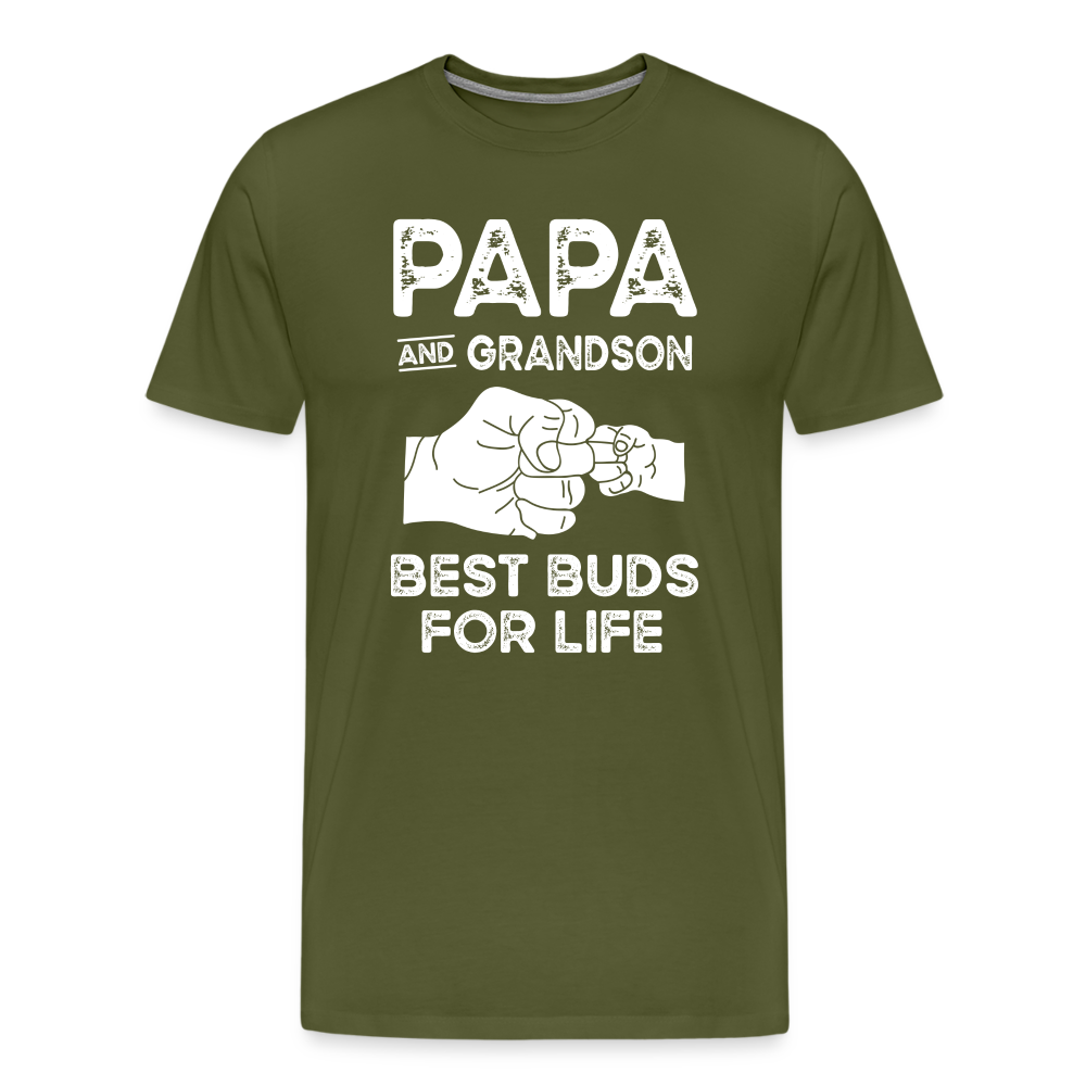 Papa and Grandson Best Buds for Life Men's Premium T-Shirt - olive green