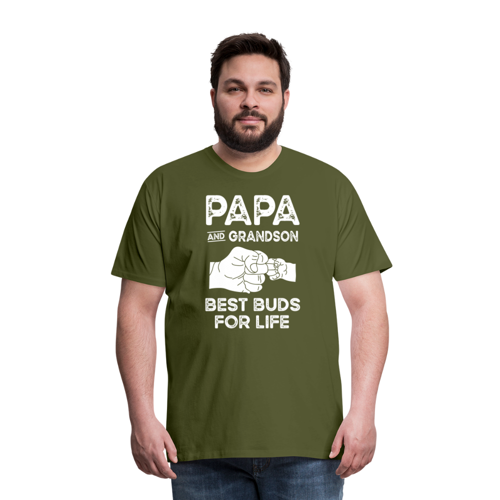 Papa and Grandson Best Buds for Life Men's Premium T-Shirt - olive green