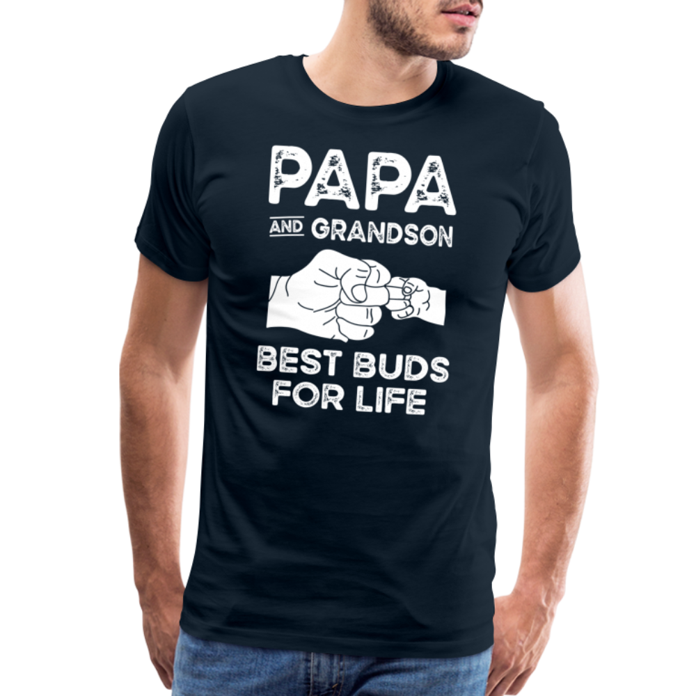 Papa and Grandson Best Buds for Life Men's Premium T-Shirt - deep navy