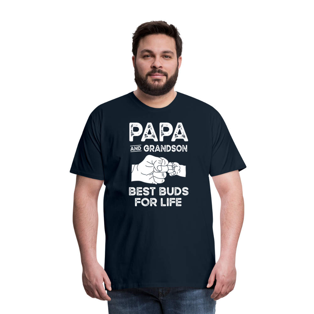 Papa and Grandson Best Buds for Life Men's Premium T-Shirt - deep navy