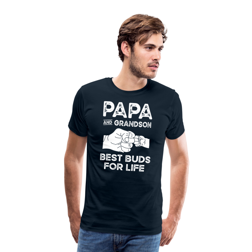Papa and Grandson Best Buds for Life Men's Premium T-Shirt - deep navy
