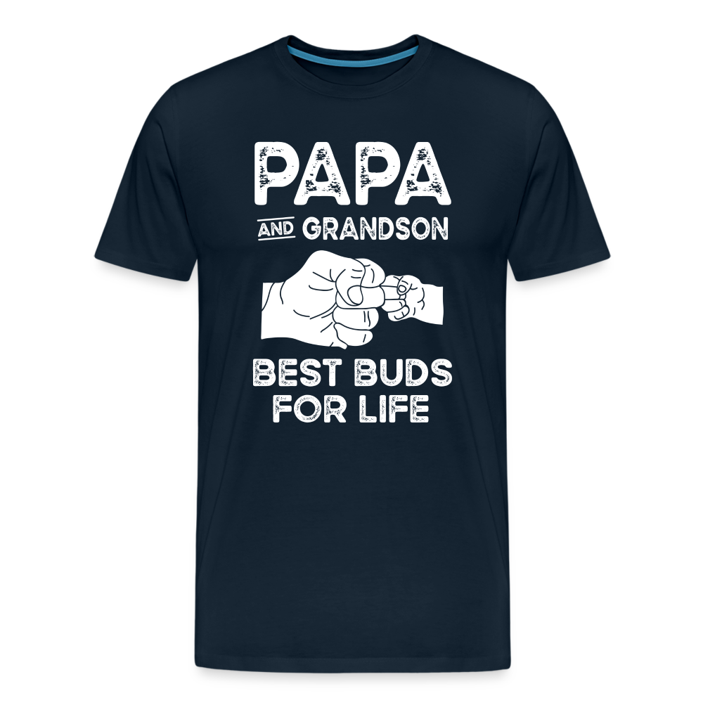 Papa and Grandson Best Buds for Life Men's Premium T-Shirt - deep navy