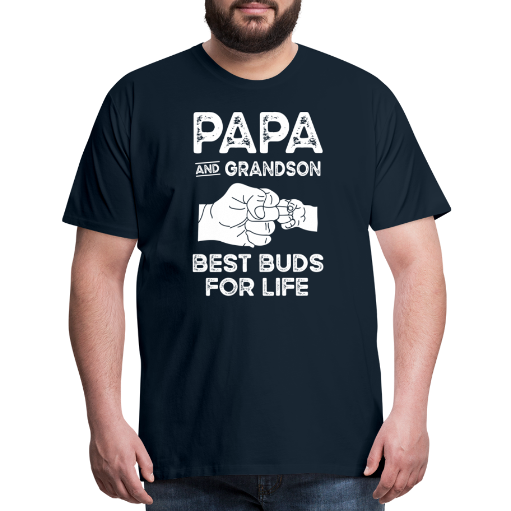 Papa and Grandson Best Buds for Life Men's Premium T-Shirt - deep navy
