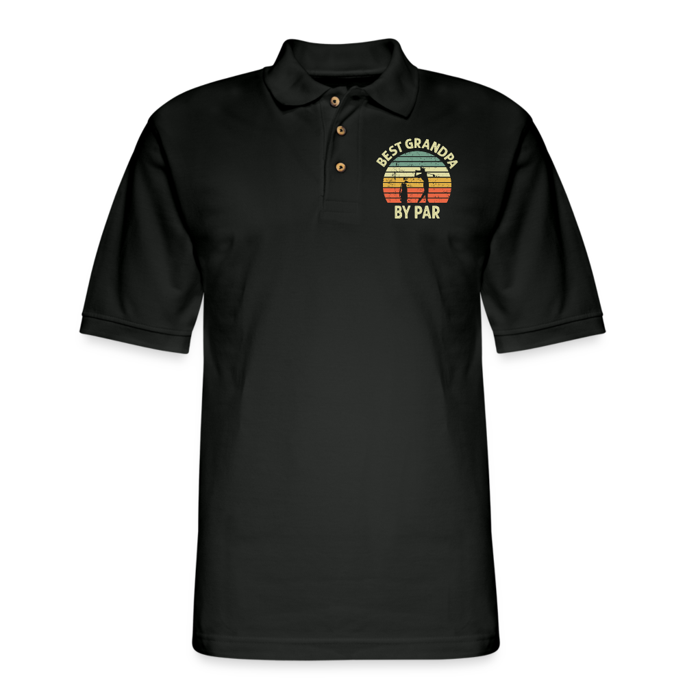 Best Grandpa By Par Men's Pique Polo Shirt - black