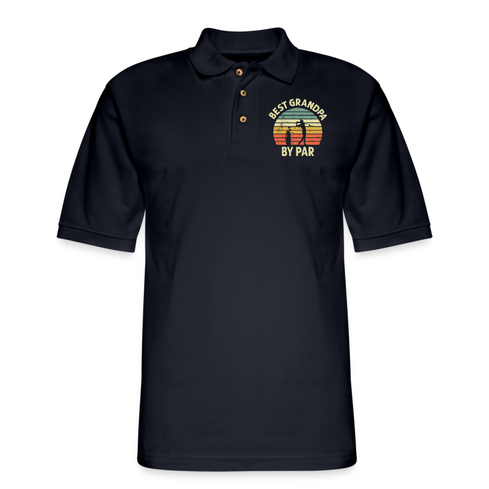 Best Grandpa By Par Men's Pique Polo Shirt - midnight navy