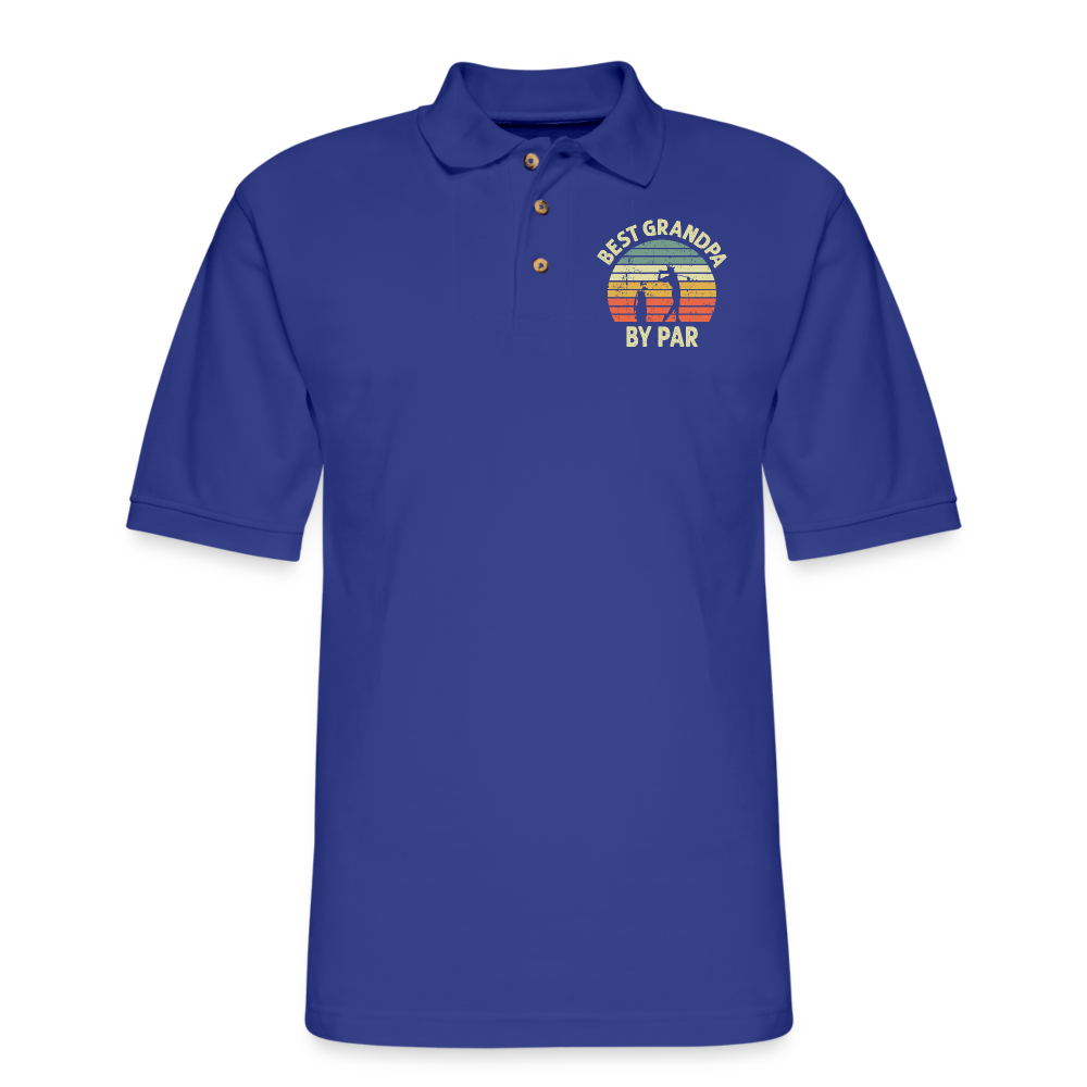 Best Grandpa By Par Men's Pique Polo Shirt - royal blue