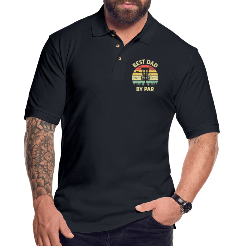 Best Dad By Par Disc Golf Men's Pique Polo Shirt - midnight navy