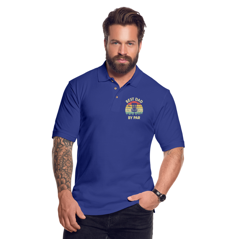 Best Dad By Par Disc Golf Men's Pique Polo Shirt - royal blue