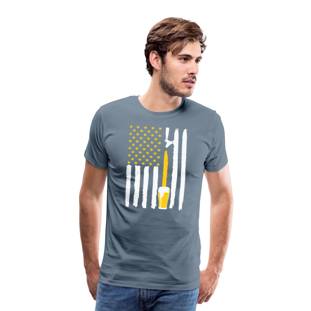 American Flag Beer Men's Premium T-Shirt - steel blue