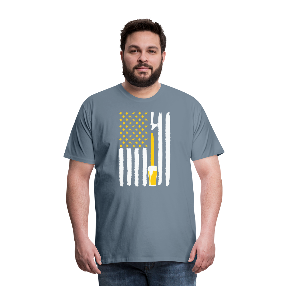 American Flag Beer Men's Premium T-Shirt - steel blue