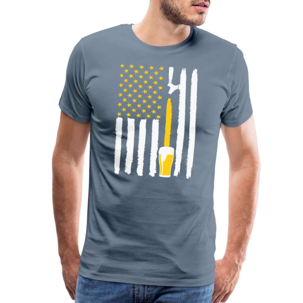 American Flag Beer Men's Premium T-Shirt - steel blue