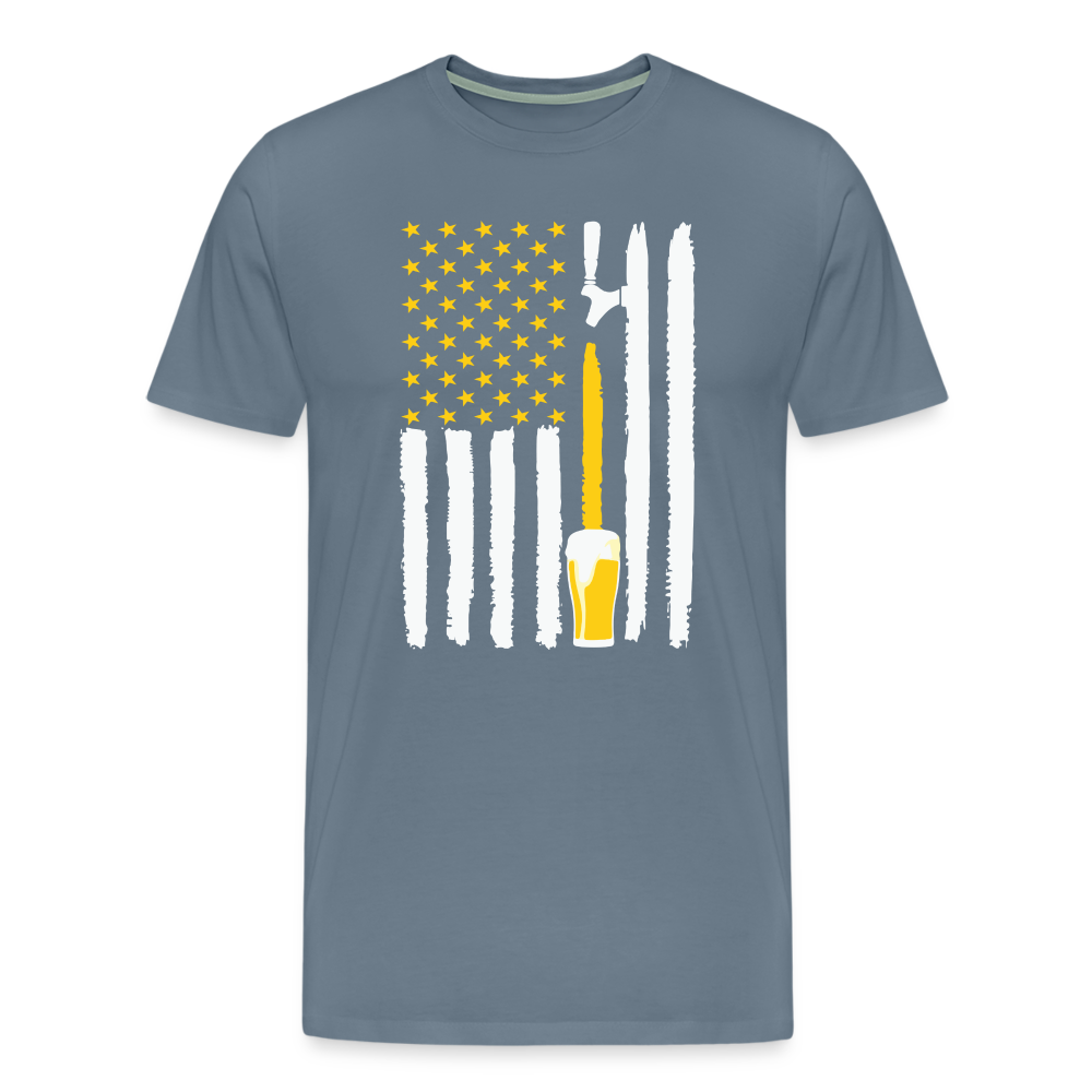 American Flag Beer Men's Premium T-Shirt - steel blue