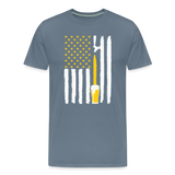 American Flag Beer Men's Premium T-Shirt - steel blue