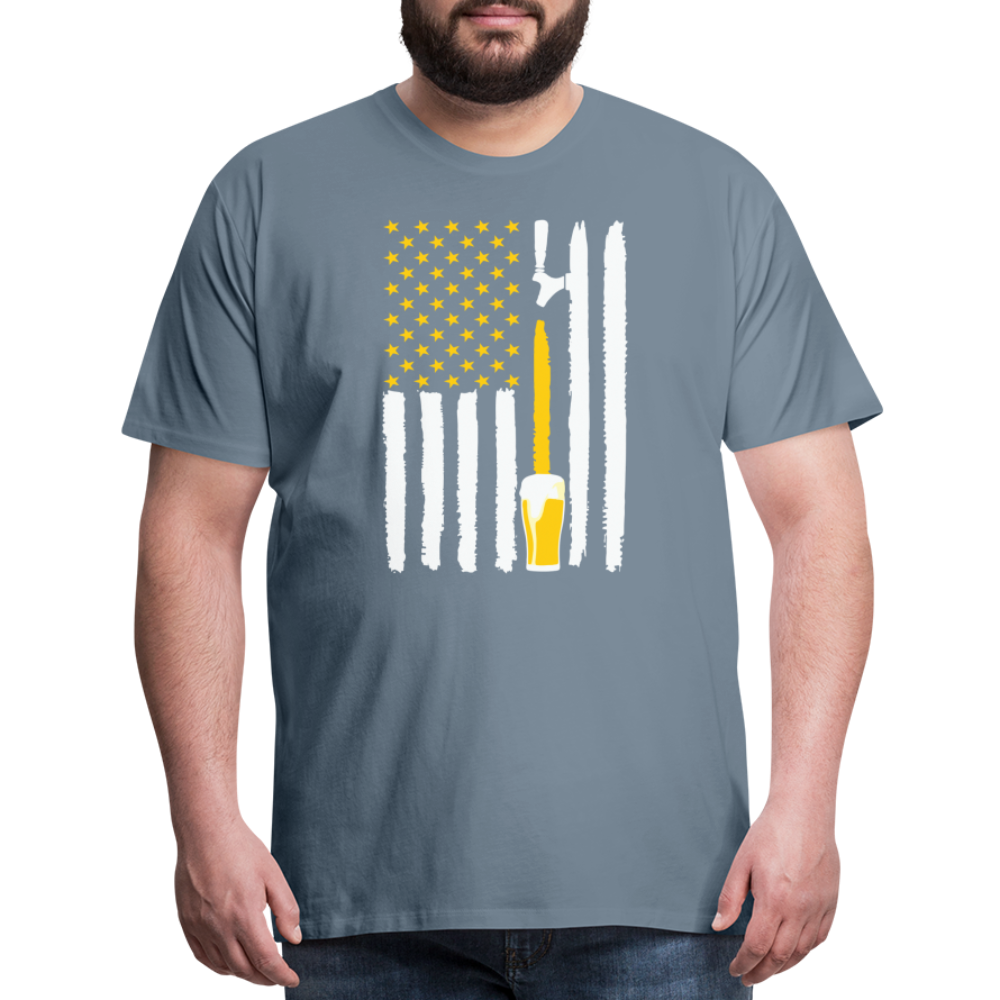 American Flag Beer Men's Premium T-Shirt - steel blue