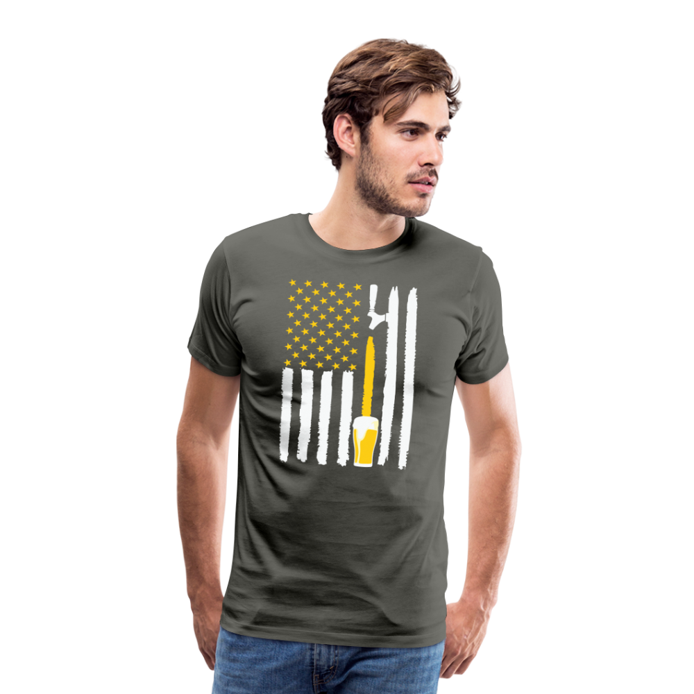 American Flag Beer Men's Premium T-Shirt - asphalt gray