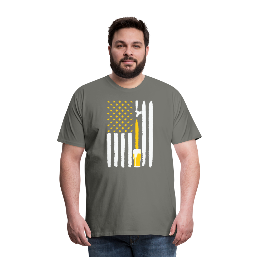 American Flag Beer Men's Premium T-Shirt - asphalt gray