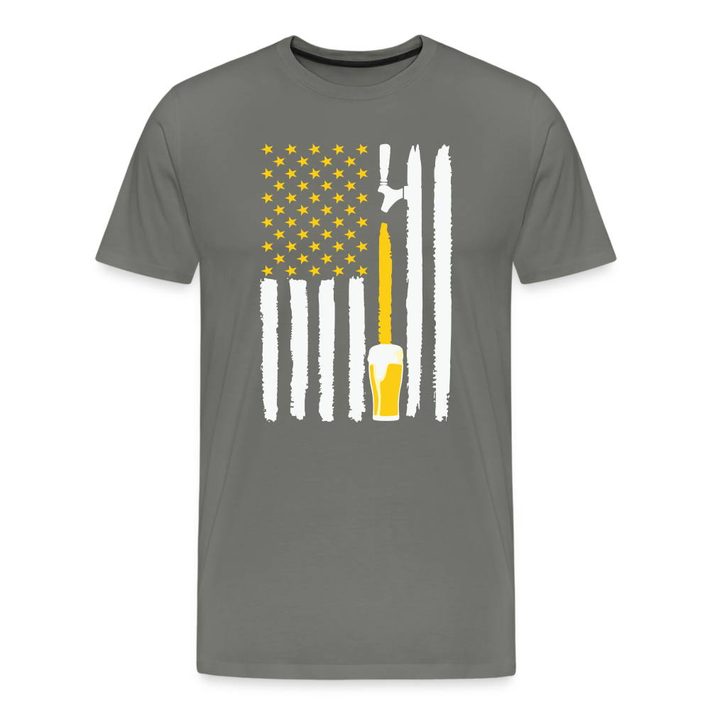 American Flag Beer Men's Premium T-Shirt - asphalt gray