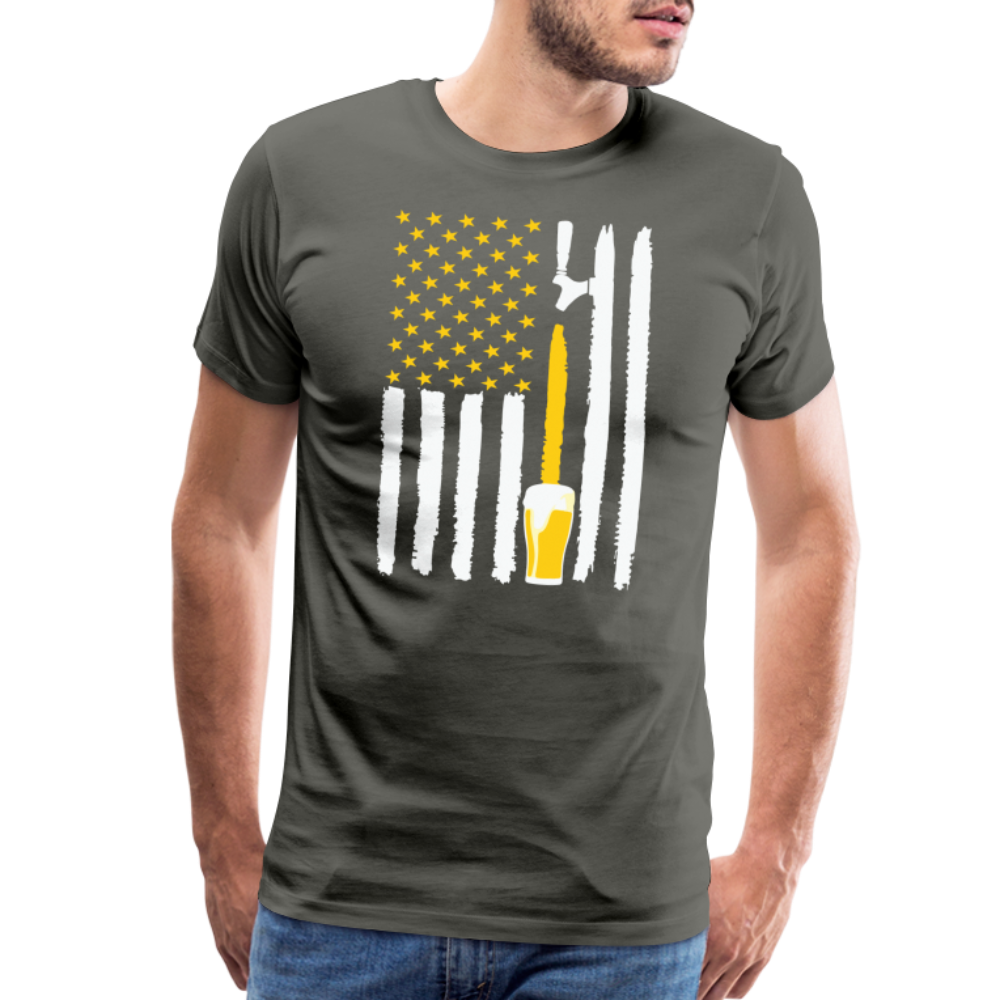 American Flag Beer Men's Premium T-Shirt - asphalt gray