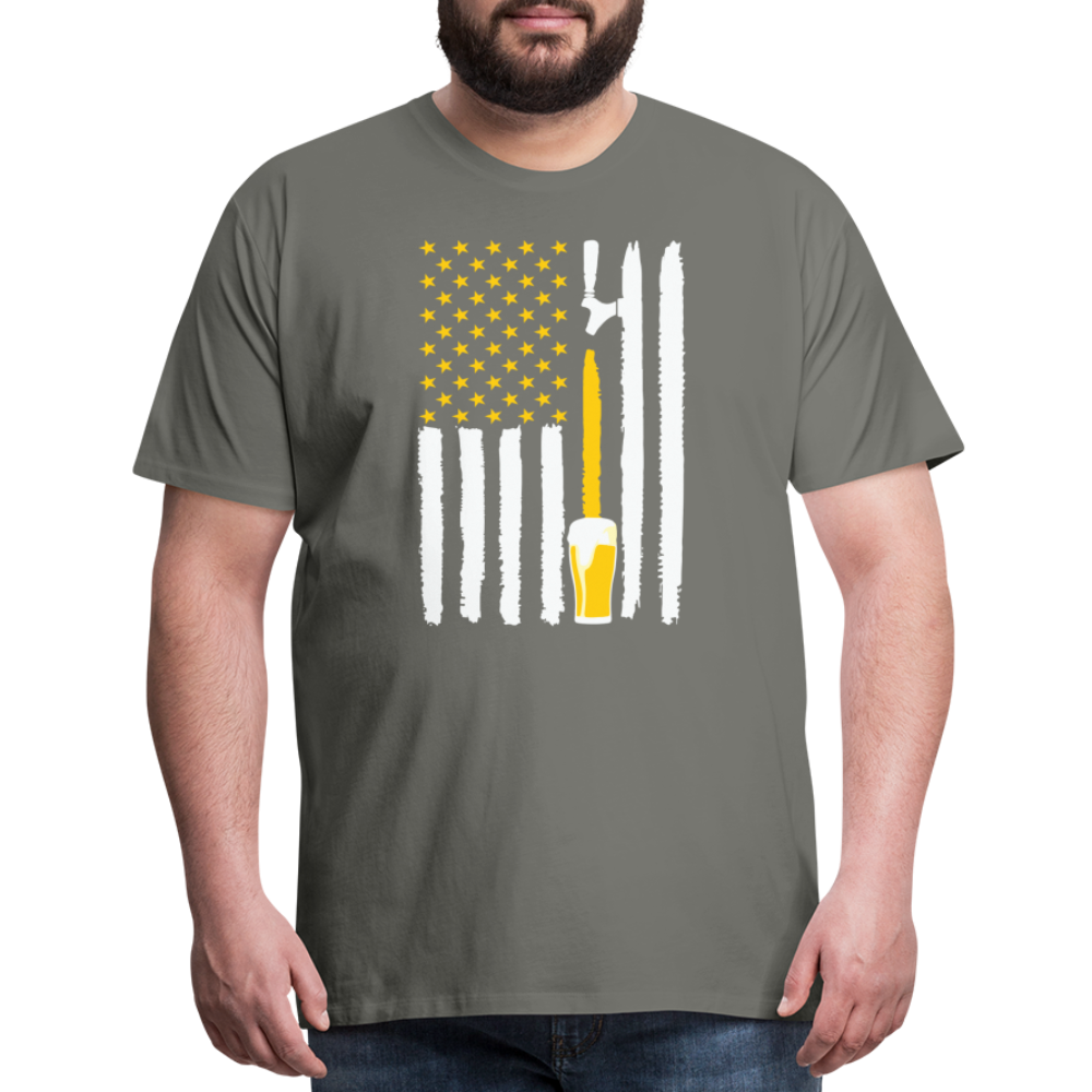 American Flag Beer Men's Premium T-Shirt - asphalt gray