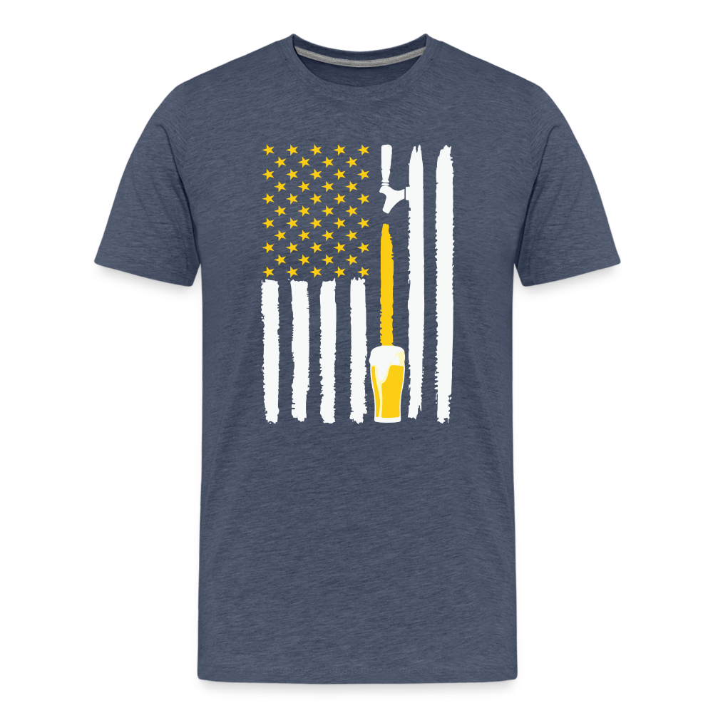American Flag Beer Men's Premium T-Shirt - heather blue
