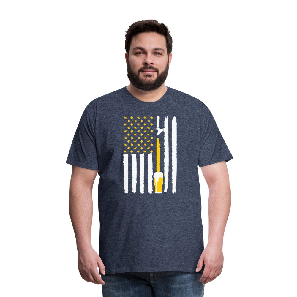 American Flag Beer Men's Premium T-Shirt - heather blue