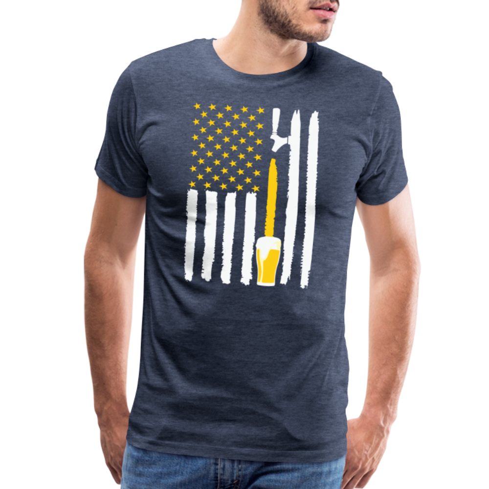 American Flag Beer Men's Premium T-Shirt - heather blue