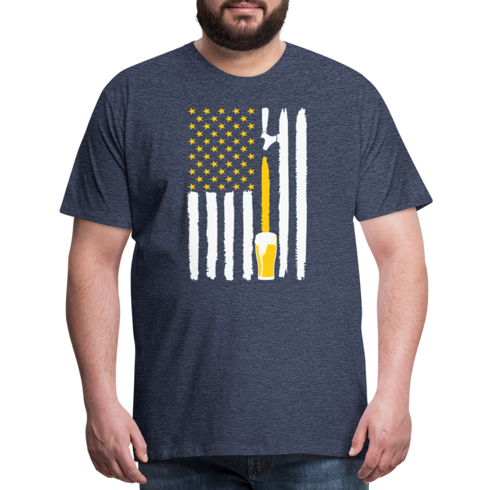 American Flag Beer Men's Premium T-Shirt - heather blue