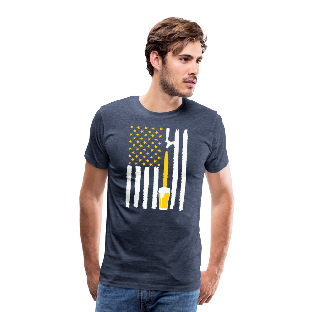American Flag Beer Men's Premium T-Shirt - heather blue