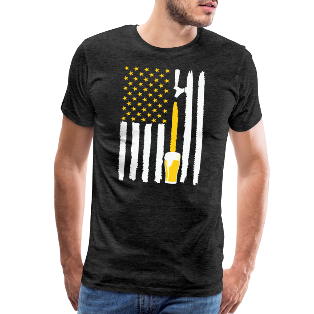 American Flag Beer Men's Premium T-Shirt - charcoal grey
