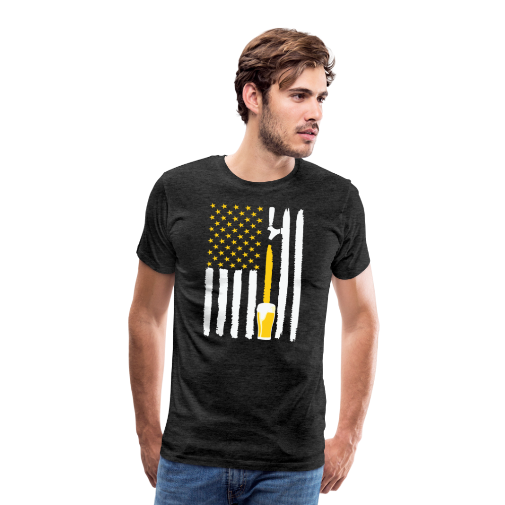 American Flag Beer Men's Premium T-Shirt - charcoal grey