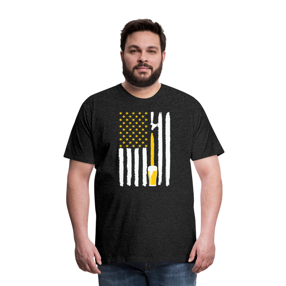 American Flag Beer Men's Premium T-Shirt - charcoal grey