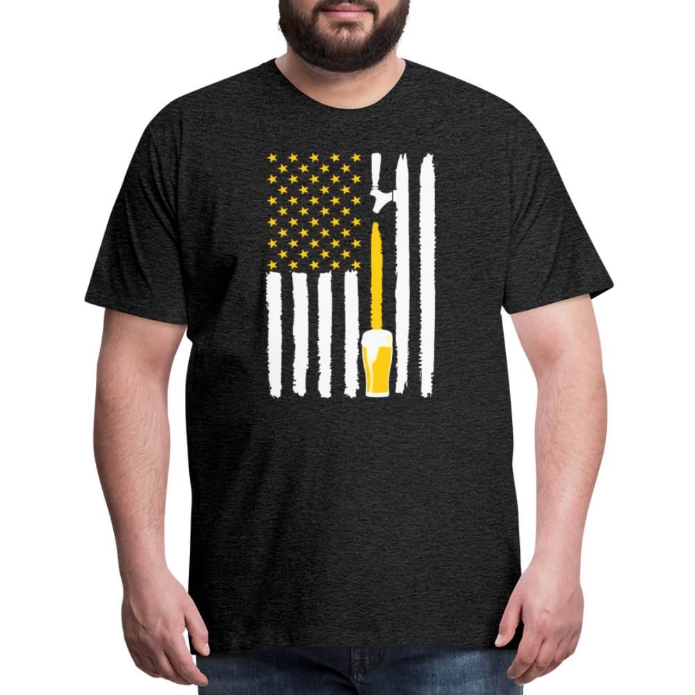 American Flag Beer Men's Premium T-Shirt - charcoal grey