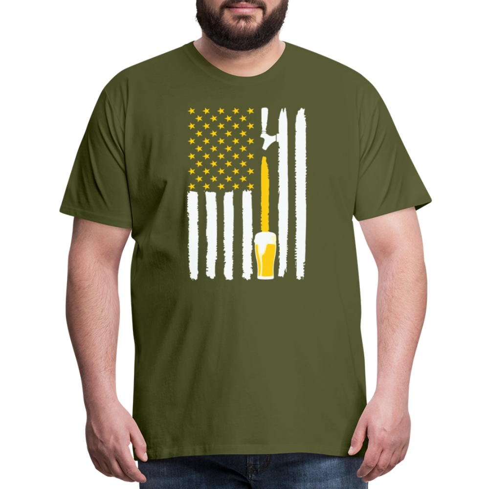 American Flag Beer Men's Premium T-Shirt - olive green