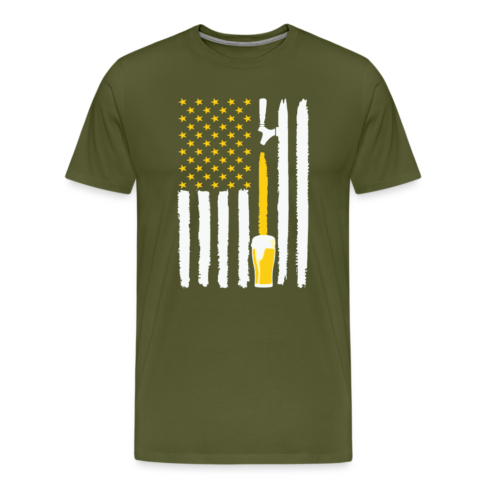 American Flag Beer Men's Premium T-Shirt - olive green