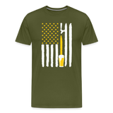 American Flag Beer Men's Premium T-Shirt - olive green