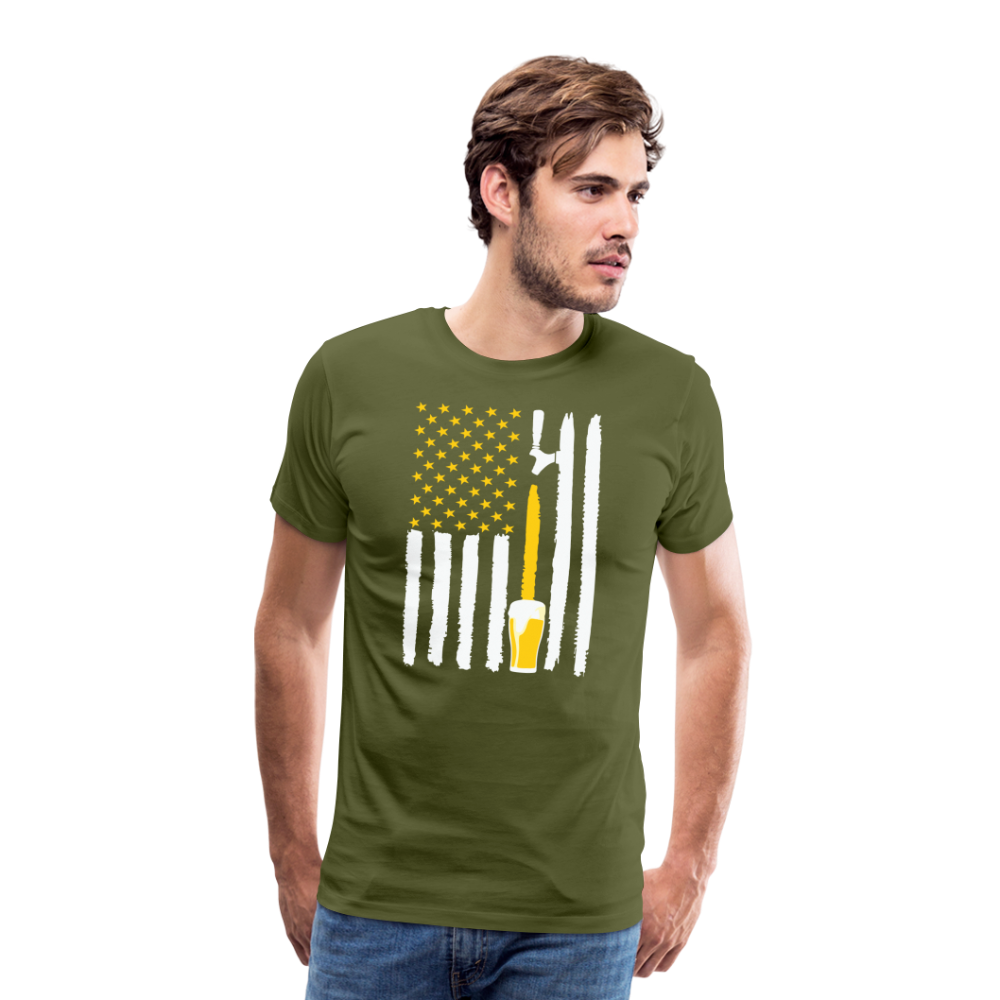 American Flag Beer Men's Premium T-Shirt - olive green