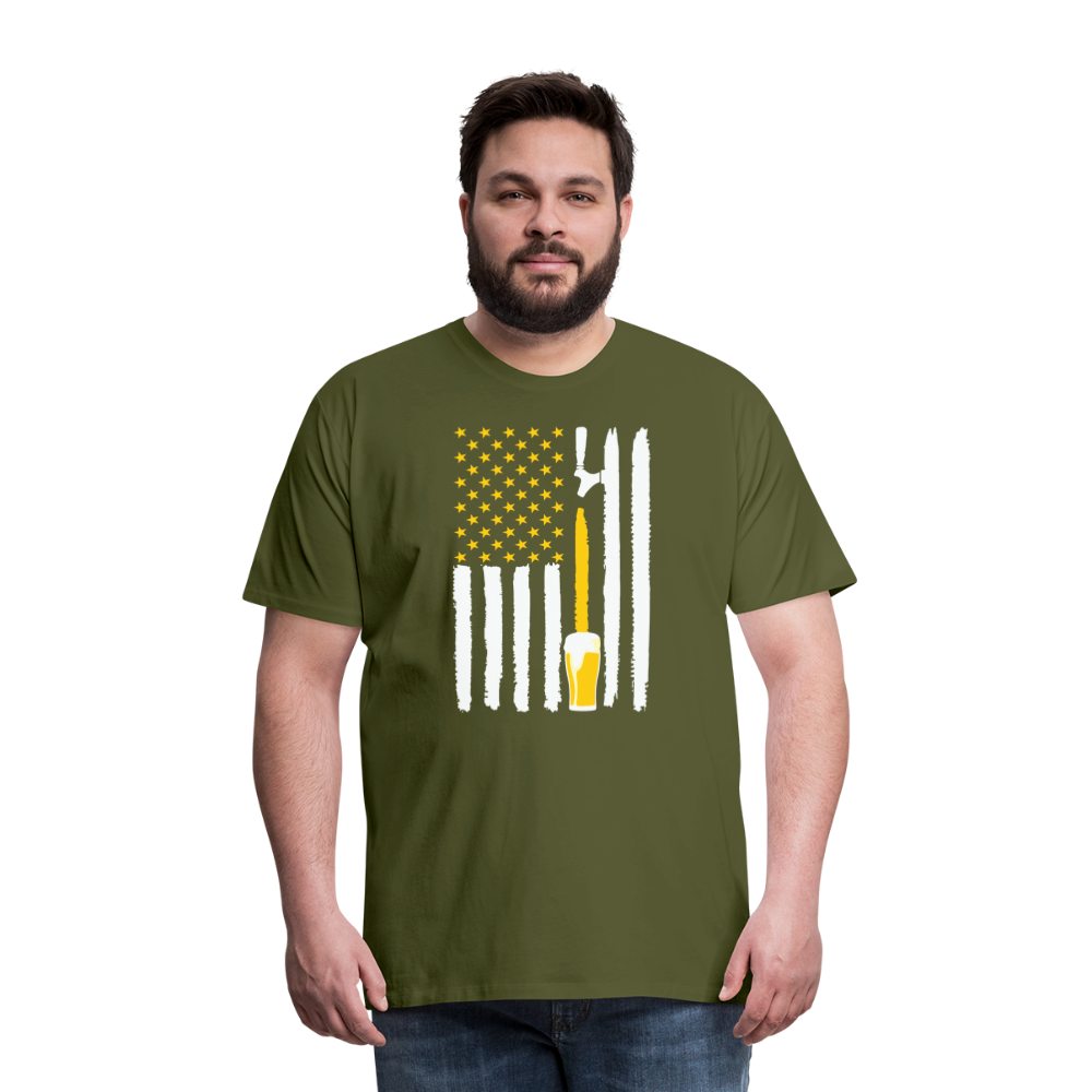 American Flag Beer Men's Premium T-Shirt - olive green