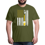 American Flag Beer Men's Premium T-Shirt - olive green