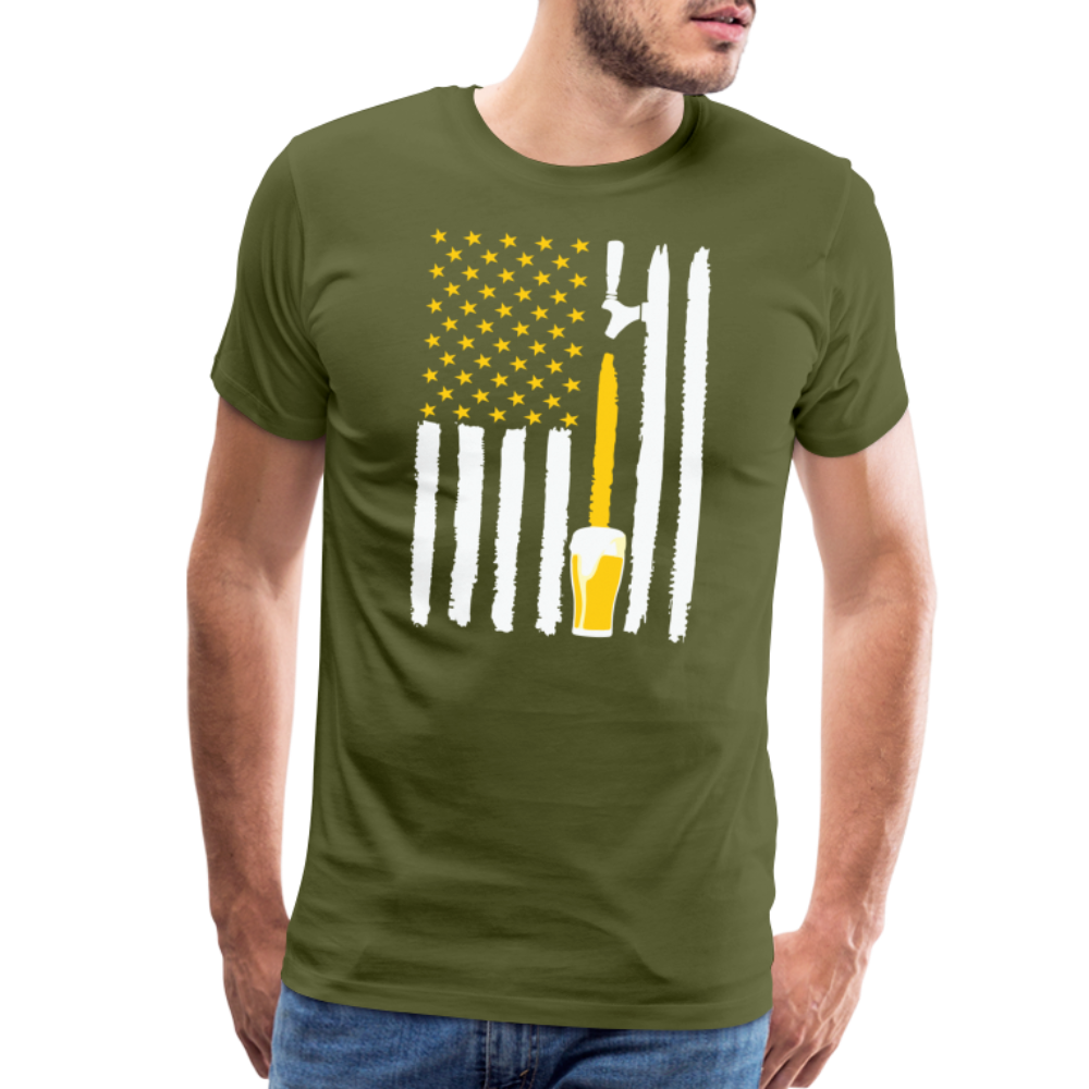 American Flag Beer Men's Premium T-Shirt - olive green