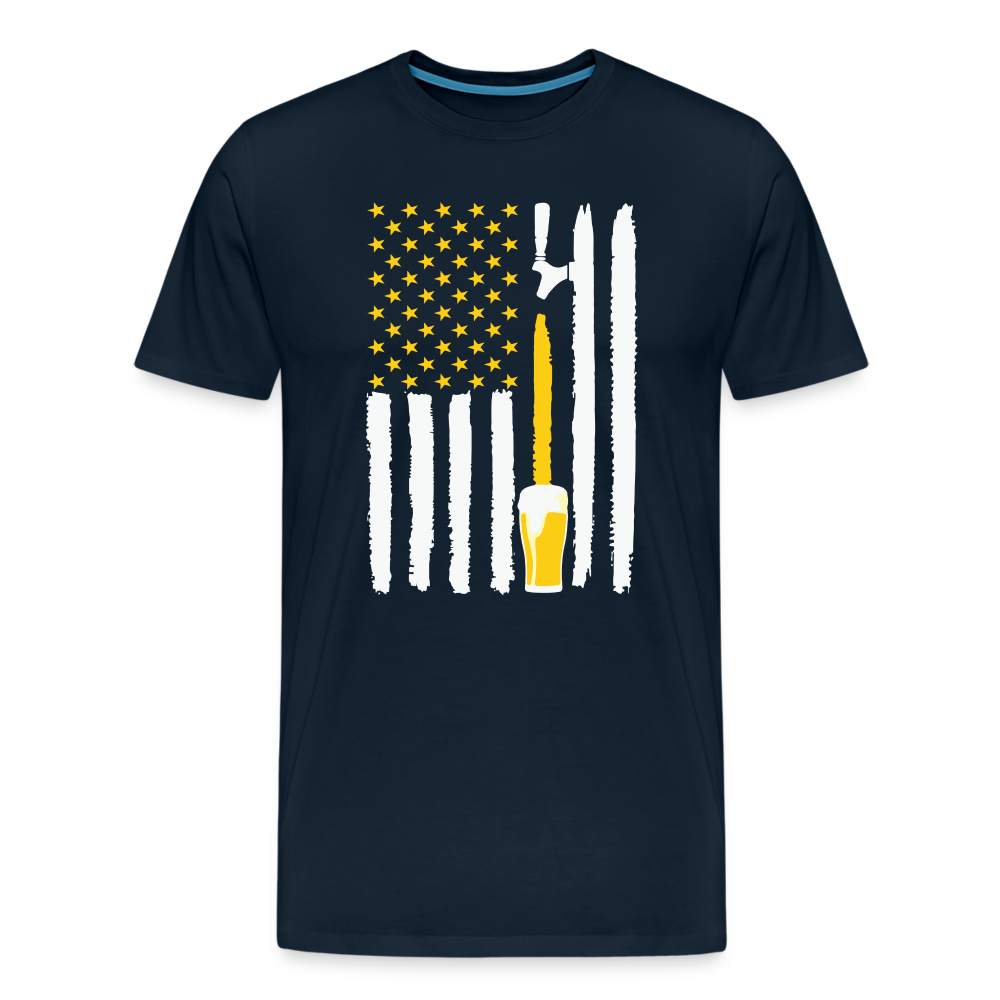 American Flag Beer Men's Premium T-Shirt - deep navy