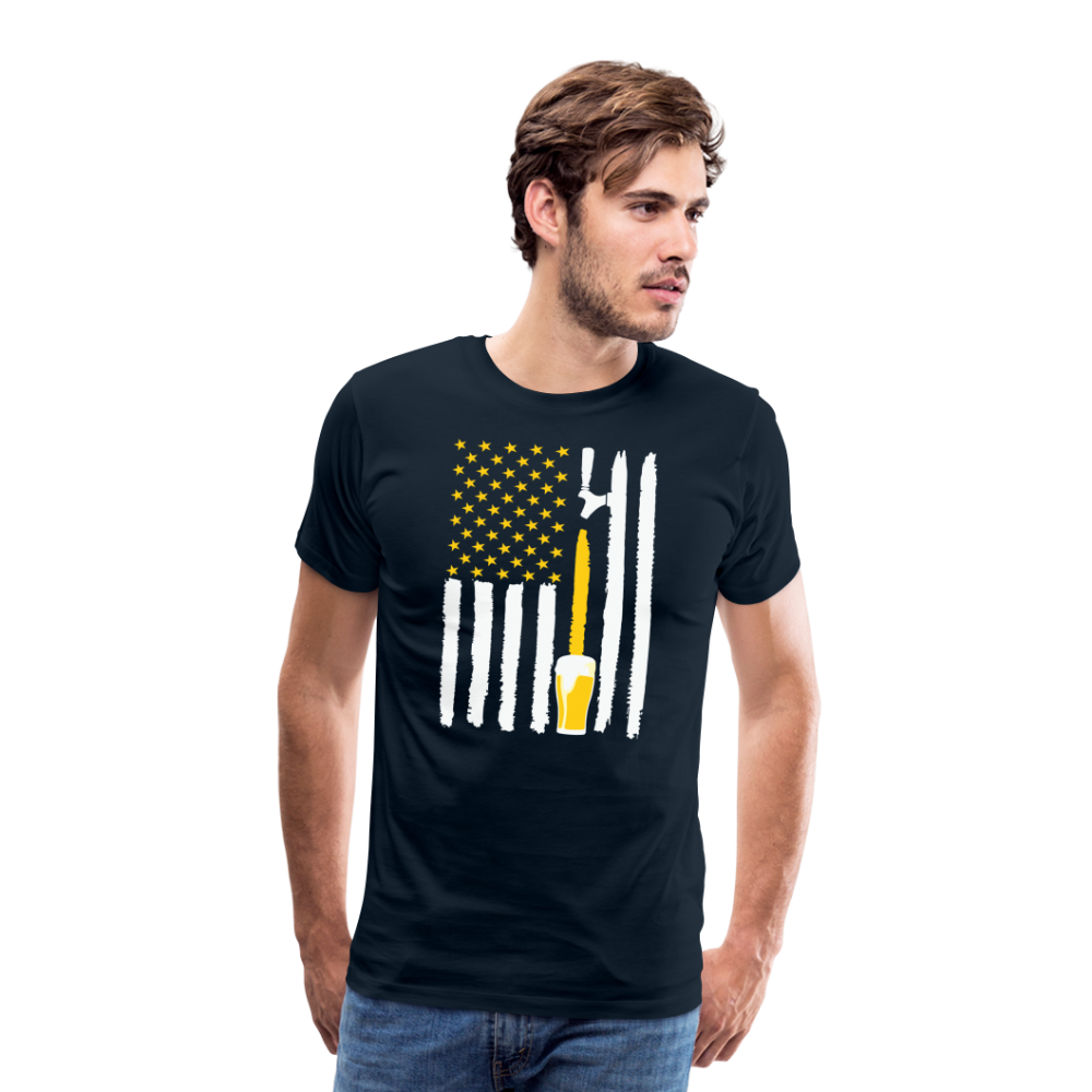 American Flag Beer Men's Premium T-Shirt - deep navy