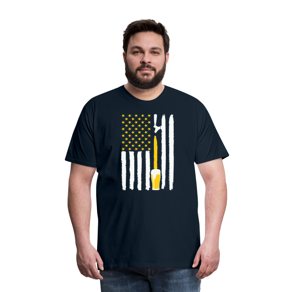 American Flag Beer Men's Premium T-Shirt - deep navy