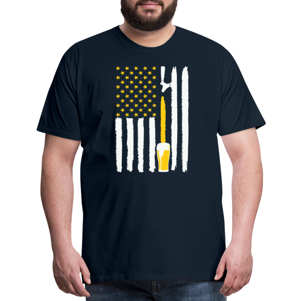 American Flag Beer Men's Premium T-Shirt - deep navy